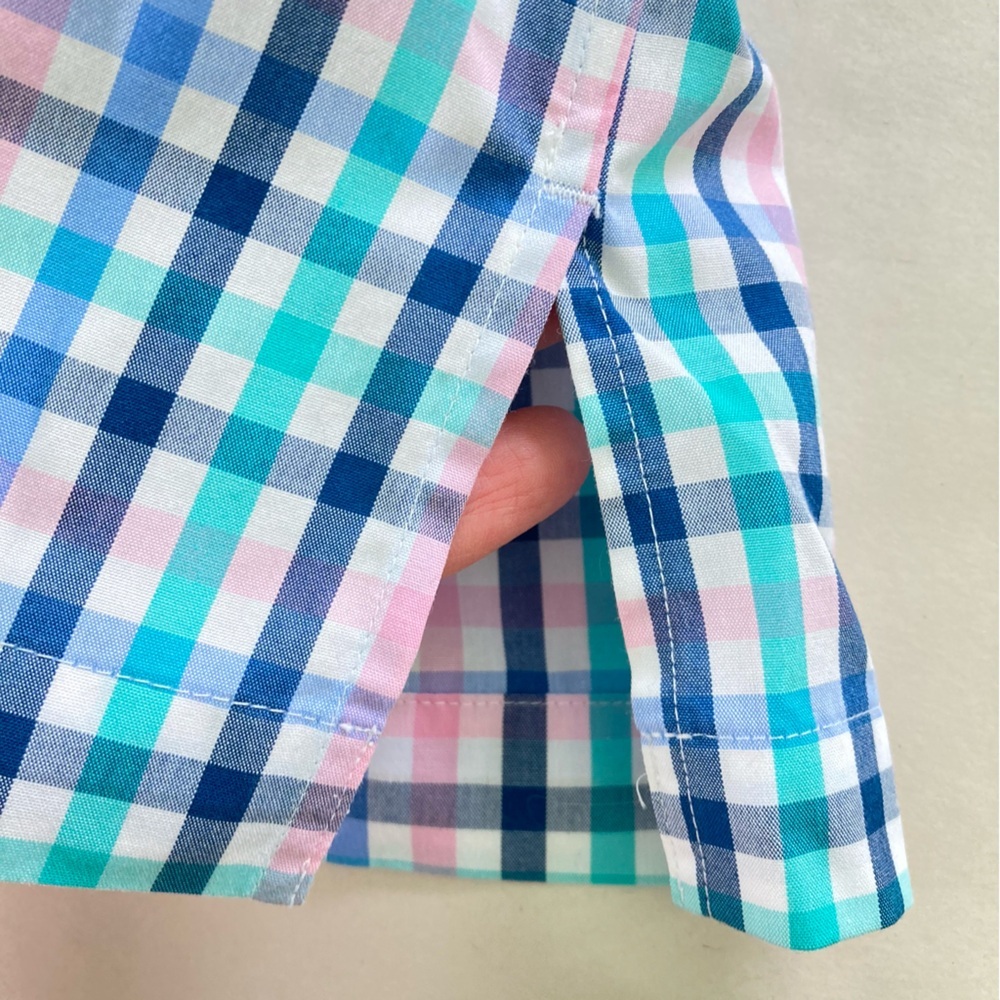Talbots Ruffle Neck Popover Tunic Gingham Check Cotton 3/4 Sleeve (Size 16‎ P) - Picture 7 of 11